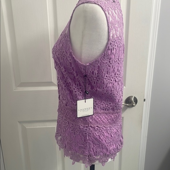 Laundry By Shelli Segal Purple Lace Sleeveless Blouse. Fitted Sz S - Picture 7 of 10